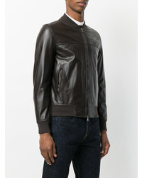 Мужской темно-коричневый кожаный бомбер от Orciani