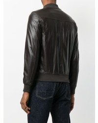 Мужской темно-коричневый кожаный бомбер от Orciani