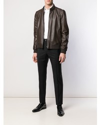 Мужской темно-коричневый кожаный бомбер от Corneliani