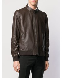 Мужской темно-коричневый кожаный бомбер от Corneliani