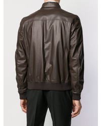 Мужской темно-коричневый кожаный бомбер от Corneliani