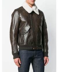 Мужской темно-коричневый кожаный бомбер от Belstaff