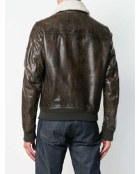 Мужской темно-коричневый кожаный бомбер от Belstaff