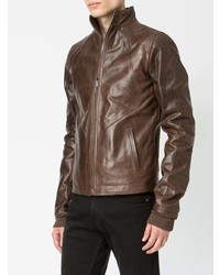 Мужской темно-коричневый кожаный бомбер от Rick Owens