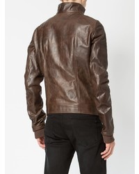 Мужской темно-коричневый кожаный бомбер от Rick Owens