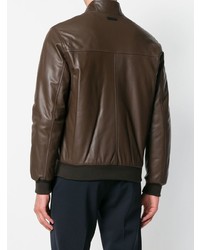 Мужской темно-коричневый кожаный бомбер от Z Zegna