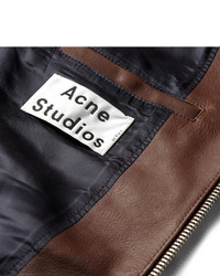 Мужской темно-коричневый кожаный бомбер от Acne Studios