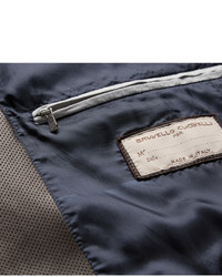 Мужской темно-коричневый кожаный бомбер от Brunello Cucinelli