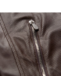 Мужской темно-коричневый кожаный бомбер от Brunello Cucinelli