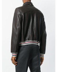 Мужской темно-коричневый кожаный бомбер от Thom Browne