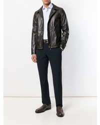 Мужской темно-коричневый кожаный бомбер от Orciani