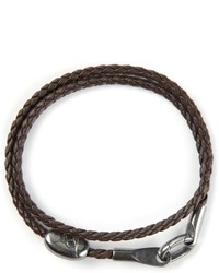 Мужской темно-коричневый кожаный браслет от Bottega Veneta