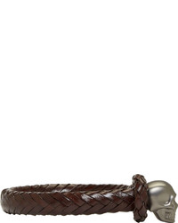 Мужской темно-коричневый кожаный браслет от Alexander McQueen