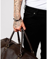 Мужской темно-коричневый кожаный браслет от Seven London