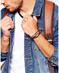 Мужской темно-коричневый кожаный браслет от Seven London