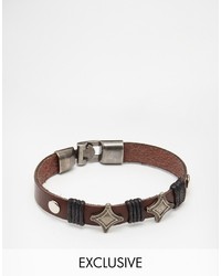 Мужской темно-коричневый кожаный браслет от Reclaimed Vintage