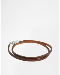 Мужской темно-коричневый кожаный браслет от Seven London