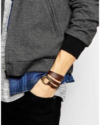 Мужской темно-коричневый кожаный браслет от Icon Brand