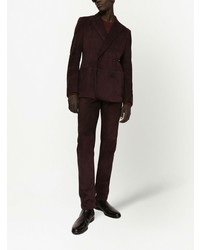 Мужской темно-коричневый кожаный двубортный пиджак от Dolce & Gabbana