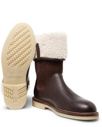 Мужской темно-коричневый кожаный зимние ботинки от Loro Piana