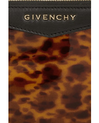 Темно-коричневый кожаный клатч с леопардовым принтом от Givenchy