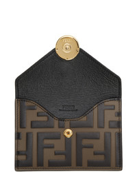 Темно-коричневый кожаный клатч с принтом от Fendi