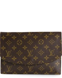 Темно-коричневый кожаный клатч с принтом от Louis Vuitton