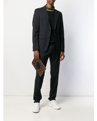 Мужской темно-коричневый кожаный мужской клатч с принтом от Fendi