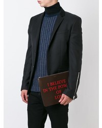 Мужской темно-коричневый кожаный мужской клатч с принтом от Givenchy