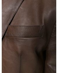 Мужской темно-коричневый кожаный пиджак от DSQUARED2