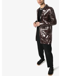 Мужской темно-коричневый кожаный пиджак от Rick Owens