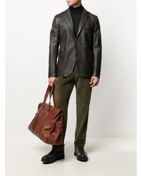 Мужской темно-коричневый кожаный пиджак от Tagliatore