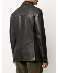 Мужской темно-коричневый кожаный пиджак от Tagliatore