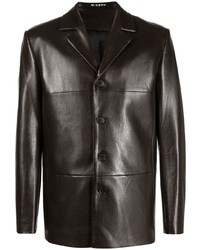 Мужской темно-коричневый кожаный пиджак от Misbhv