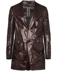 Мужской темно-коричневый кожаный пиджак от Rick Owens