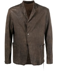 Мужской темно-коричневый кожаный пиджак от Salvatore Santoro