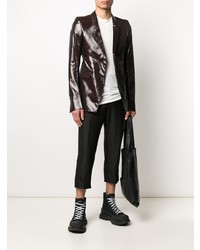 Мужской темно-коричневый кожаный пиджак от Rick Owens