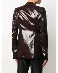 Мужской темно-коричневый кожаный пиджак от Rick Owens