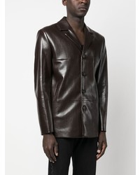 Мужской темно-коричневый кожаный пиджак от Misbhv