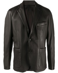 Мужской темно-коричневый кожаный пиджак от Tagliatore