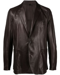 Мужской темно-коричневый кожаный пиджак от Tagliatore