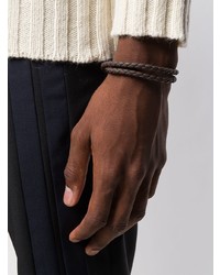 Мужской темно-коричневый кожаный плетеный браслет от Tod's