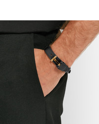 Мужской темно-коричневый кожаный плетеный браслет от Tom Ford