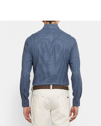 Мужской темно-коричневый кожаный плетеный ремень от Loro Piana