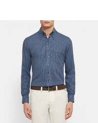 Мужской темно-коричневый кожаный плетеный ремень от Loro Piana