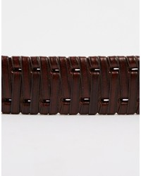 Мужской темно-коричневый кожаный плетеный ремень от Asos