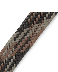 Мужской темно-коричневый кожаный плетеный ремень от Etro