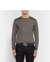 Мужской темно-коричневый кожаный ремень от Gucci