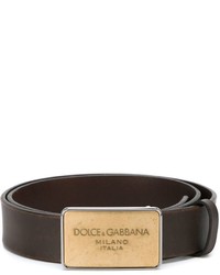 Мужской темно-коричневый кожаный ремень от Dolce & Gabbana