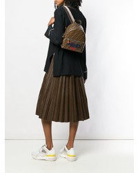 Женский темно-коричневый кожаный рюкзак с принтом от Fendi